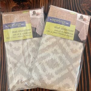 The Spring Shop Ikat Shimmer Napkins - Cream Set